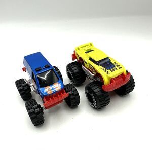 Lot 2 Monster Trucks Diecast Metal/Plastic Express Wheels Auto Work Promo Flash